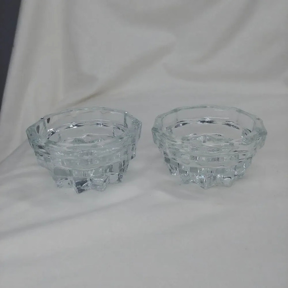 American Whitehall Pillar Taper Crystal Candle Holder Set of 2 - Picture 2 of 7